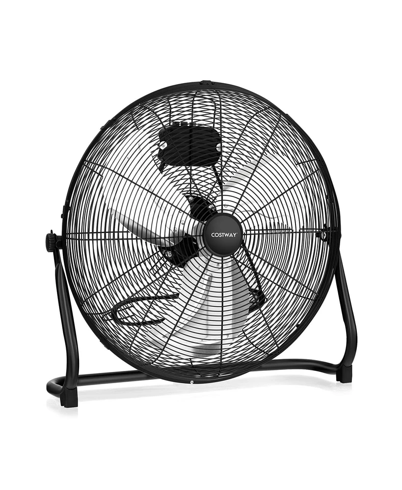 Slickblue 3-Speed High Velocity Floor Fan with Adjustable Tilt Angle and Handle-Black