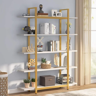 Tribesigns 5-Tier Large Open Bookshelf, Industrial Etagere Bookcase Storage Display Shelves for Home and Office, Vintage Organizer Shelving Unit with