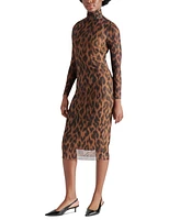 Steve Madden Women's Vivienne Leopard-Print Mesh Midi Dress