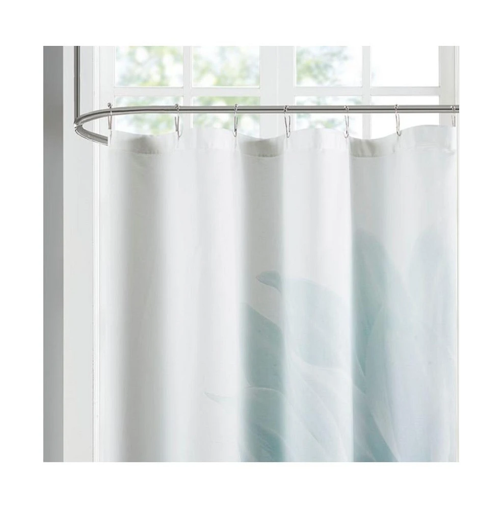 Home Outfitters Aqua 100% Cotton Printed Shower Curtain 72"W x 72"L, for Bathrooms, Modern/Contemporary