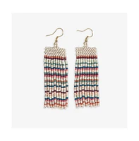 Ink + Alloy Adaline Mixed Patterns Beaded Fringe Earrings Rainbow