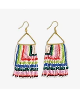 Ink Alloy Paige Beaded Fringe Earrings Rio