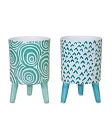 Slickblue Set of 2 Faux Patterned Pots with Legs2)