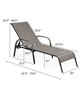 Costway 2PCS Outdoor Patio Lounge Chair Chaise Fabric Adjustable Reclining