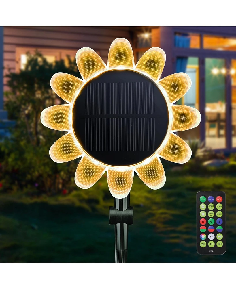 Yescom Solar Sunflower Led Light Outdoor Garden Waterproof Floating Amphibious Lamp