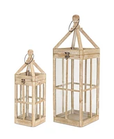 Slickblue Contemporary Light Wood Floor Lantern (Set of 2)