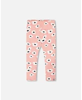 Deux par Big Girls Printed Leggings Pink With White Flowers