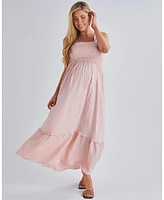 Angel Maternity Shirred Dress Pink