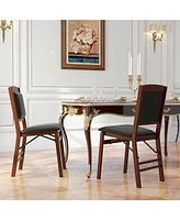 Costway 2 Pack Folding Dining Chairs Foldable Chairs with Pvc Padded Seat & High Backrest