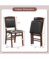 Costway 2 Pack Folding Dining Chairs Foldable Chairs with Pvc Padded Seat & High Backrest