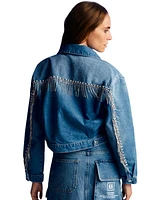 Nocturne Women's Denim Jacket with Stone Embroidery