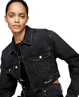 Tommy Jeans Women's Rhinestone Boxy Cropped Denim Jacket