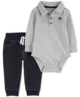 Carter's Baby Boys Classic Polo Bodysuit & Pants, 2 Piece Set