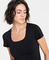 On 34th Women's Cap-Sleeve Square-Neck Tee, Created for Macy's