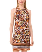 Msk Petite Printed Round-Neck Sleeveless Shift Dress