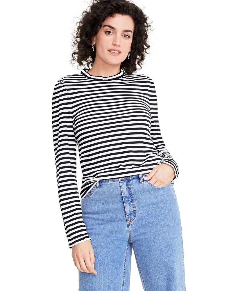 On 34th Women's Long-Sleeve Ruffle-Neck Top, Created for Macy's