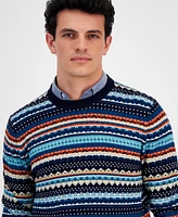 Club Room Men's Stripe Merino Crewneck Sweater, Created for Macy's