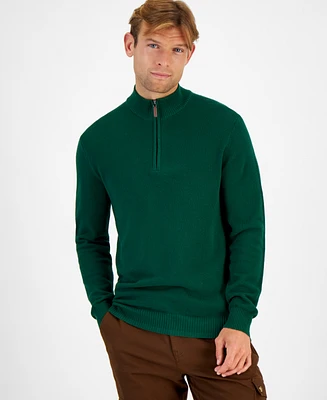 Club Room Men's Quarter-Zip Textured Cotton Sweater, Created for Macy's