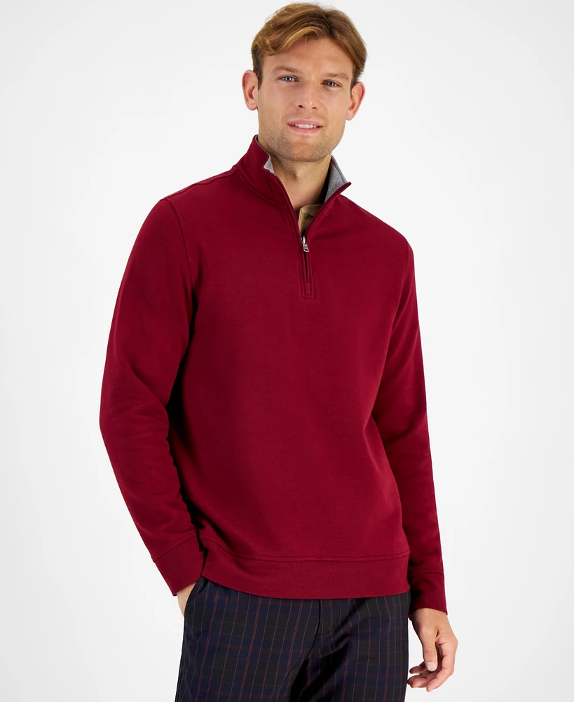 Club Room Men's Stretch Quarter-Zip Fleece Sweatshirt, Created for Macy's