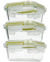 Sedona Kitchen 3-Piece Square Glass Food Storage Container Set