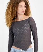 Self Esteem Juniors' Asymmetric Heart Knit Long Sleeve