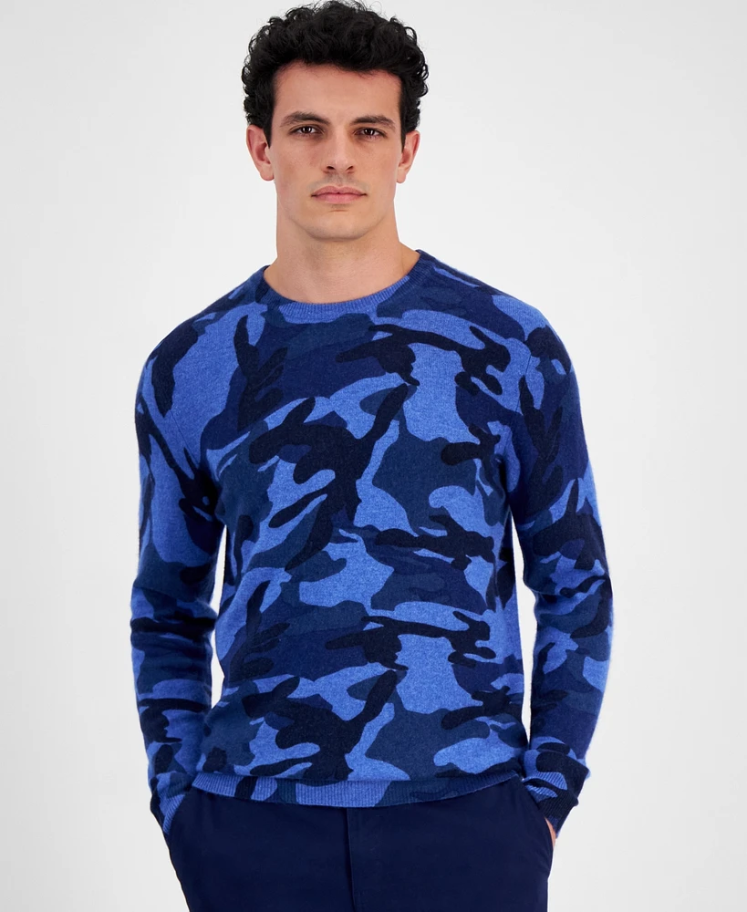 Club Room Men's Printed Camo Cashmere Sweater, Created for Macy's