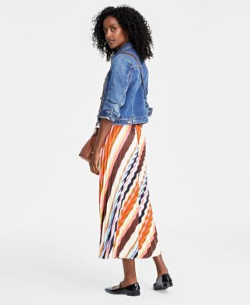 On 34th Womens Trucker Jacket Tank Top Pleated Maxi Skirt Low Top Sneakers Created For Macys