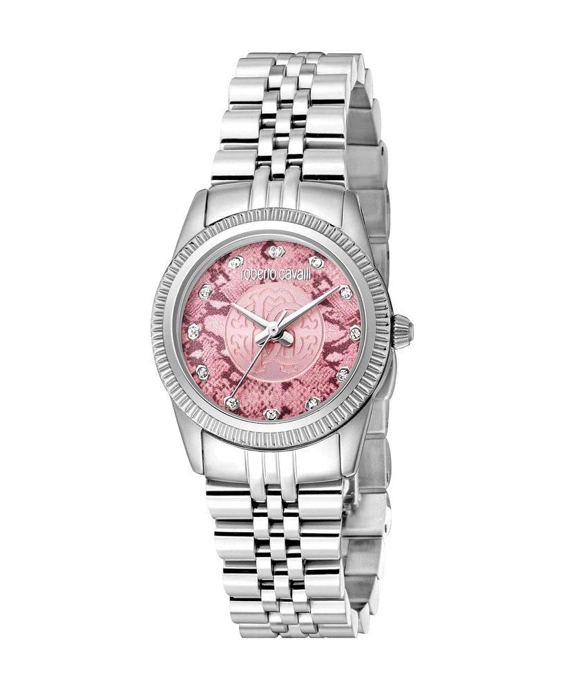 Roberto Cavalli Women's Quartz Silver-tone Stainless Steel Watch 28mm