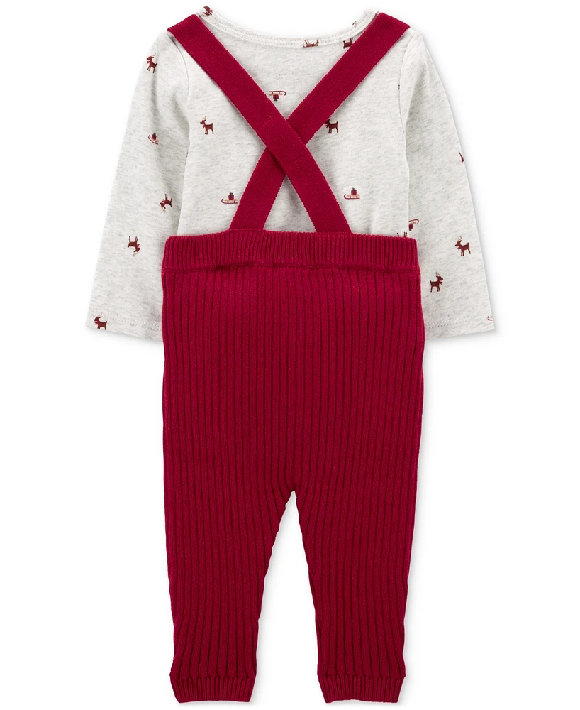 Carter's Baby Boys 2-Pc. Reindeer Bodysuit & Suspender Pants Set