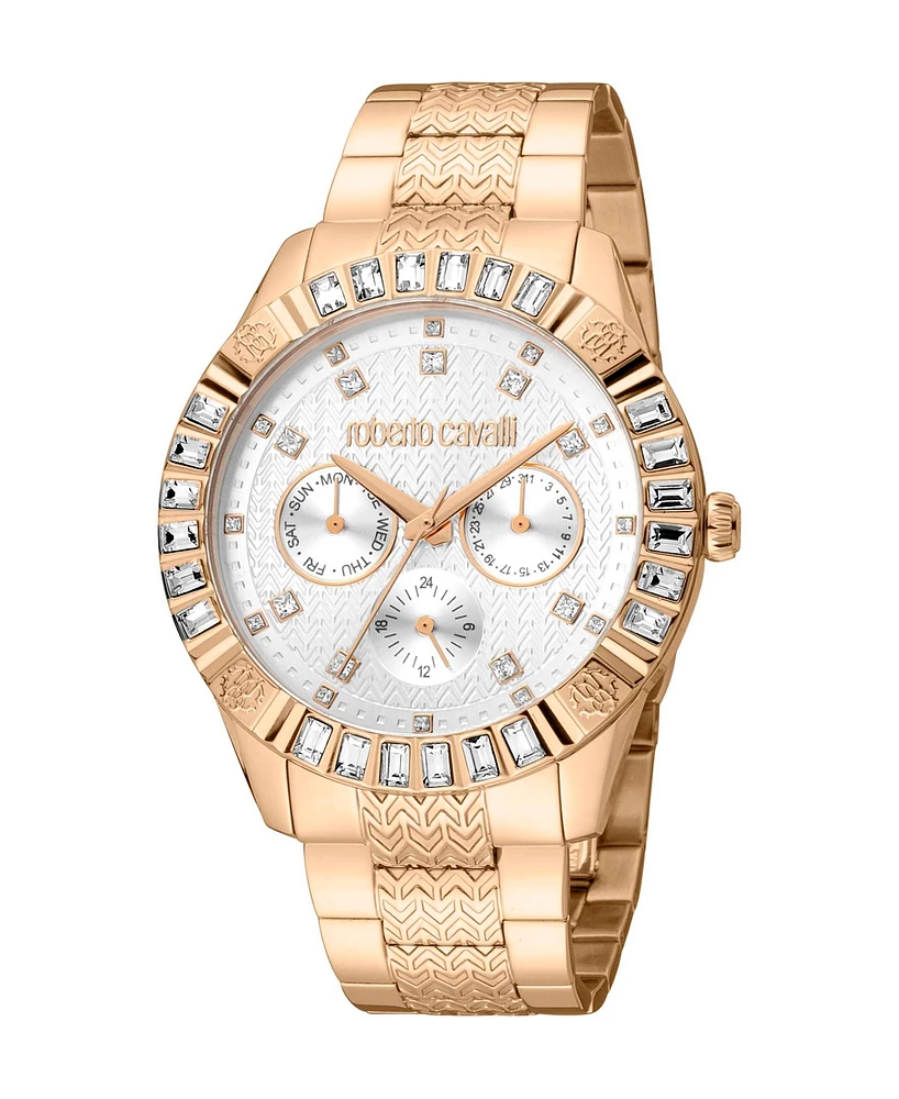 Roberto Cavalli Women's Quartz Rose-Gold Stainless Steel Watch 40mm