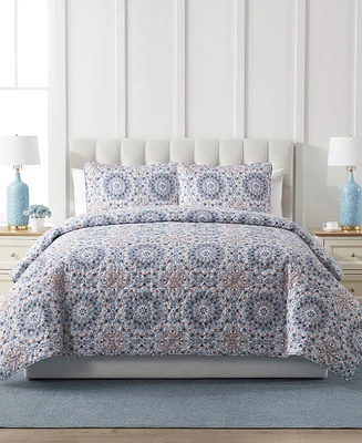 Closeout! Vcny Home Sea Medallion 3-Piece Quilt Set, King
