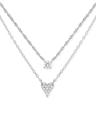 Giani Bernini Cubic Zirconia Heart 18" Layered Necklace, Created for Macy's