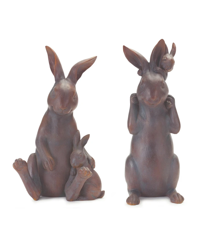 Slickblue Mother Rabbit And Baby Bunny Statue (Set of 2)