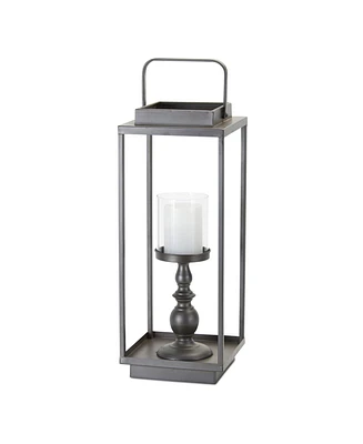 Slickblue Antique Metal Candle Holder With Glass Hurricane- Stylish Accent Piece for Tabletop