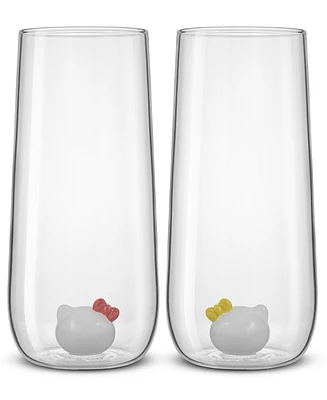 JoyJolt Hello Kitty and Mimmy 3D Icon Tall Drinking Glasses, Set of 2