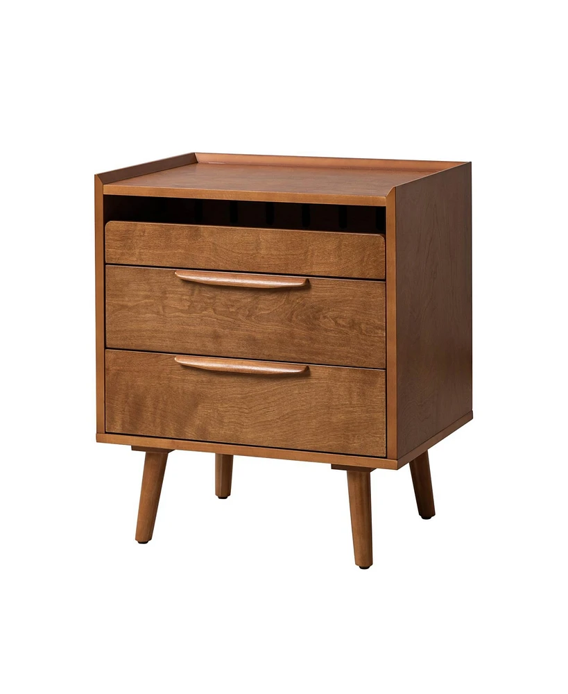 Hulala Home Mid-century Lisa 3-Drawer Nightstand with Solid Wood Legs