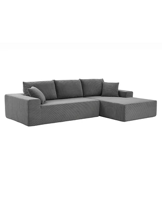 Simplie Fun Minimalist Modular L-Shape Sectional Sofa Set with Chaise and Pillows in Grey