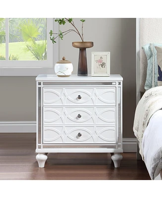 Simplie Fun Sophisticated & Functional Modern Nightstand with Glamorous Mirrored Trim