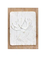 Slickblue White Washed Wood Design Deer And Moose Wall Decor (Set of 2)