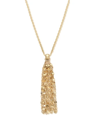 Mirror Chain Multi-Strand Tassel 18" Pendant Necklace in 10k Gold