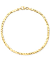 Polished Serpentine Link Chain Bracelet in 14k Gold