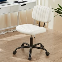 Pu Leather Low Back Task Chair Small Home Office Chair with Wheels