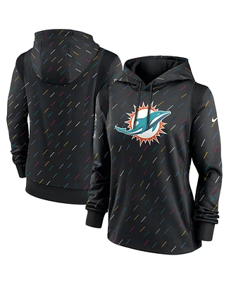 Nike Women's Anthracite Miami Dolphins Nfl Crucial Catch Therma Pullover Hoodie