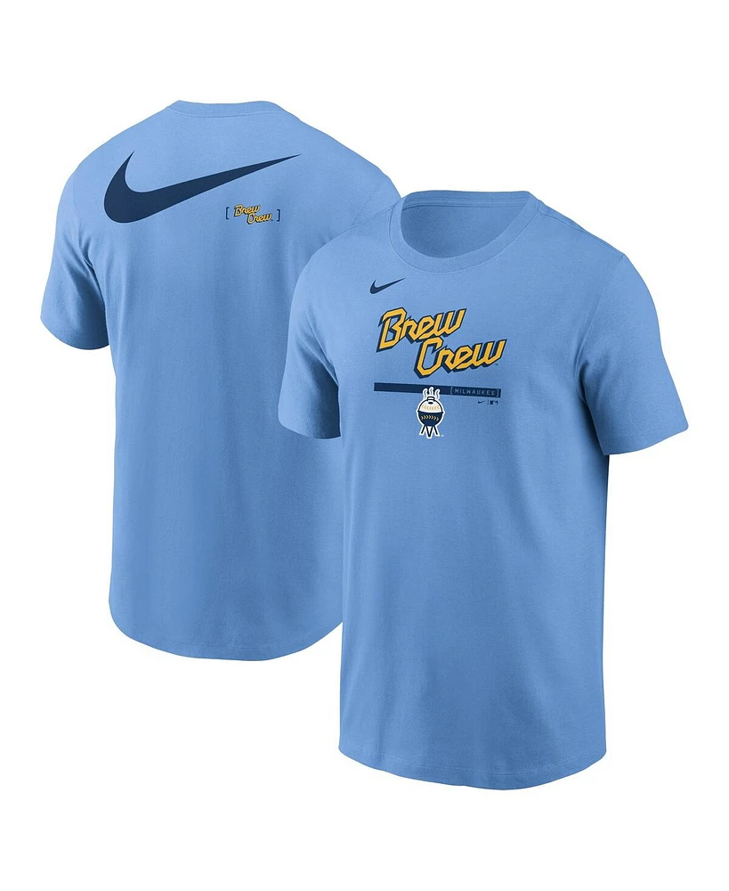 Nike Men's Light Blue Milwaukee Brewers 2-Hit Speed City Connect T-Shirt