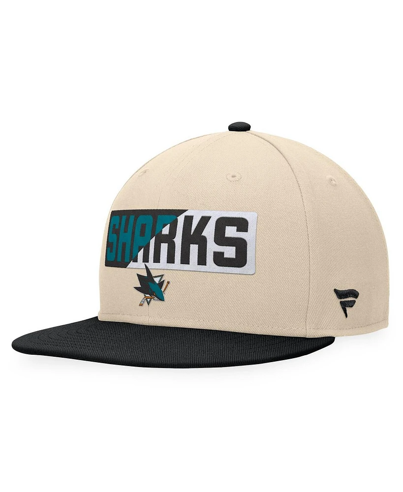 Fanatics Men's Cream/Black San Jose Sharks Goalaso Snapback Hat