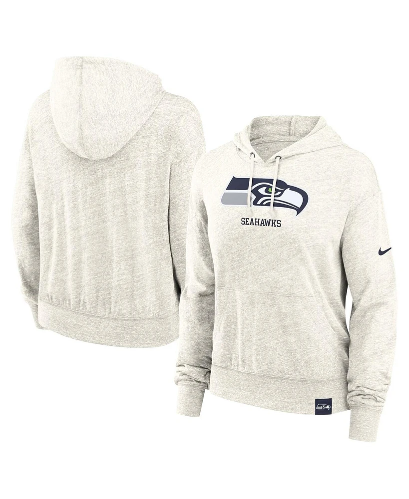 Nike Women's Cream Seattle Seahawks Gym vintage-like Logo Pullover Hoodie