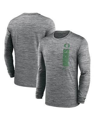 Nike Men's Heather Gray Oregon Ducks 2024 Sideline Velocity Performance Long Sleeve T-Shirt