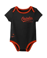 Nike Baby Boys and Girls Baltimore Orioles Authentic Collection Three-Pack Bodysuit Set