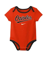 Nike Baby Boys and Girls Baltimore Orioles Authentic Collection Three-Pack Bodysuit Set