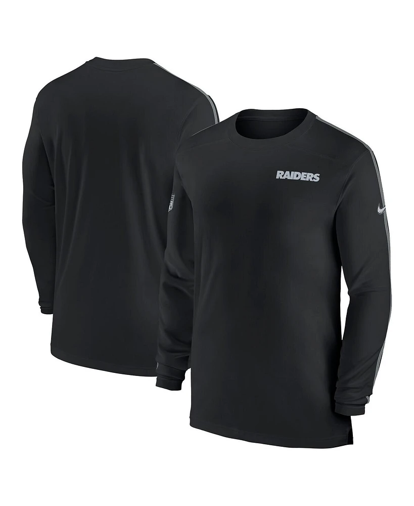 Nike Men's Black Las Vegas Raiders Sideline Coach Uv Performance Long Sleeve T-Shirt